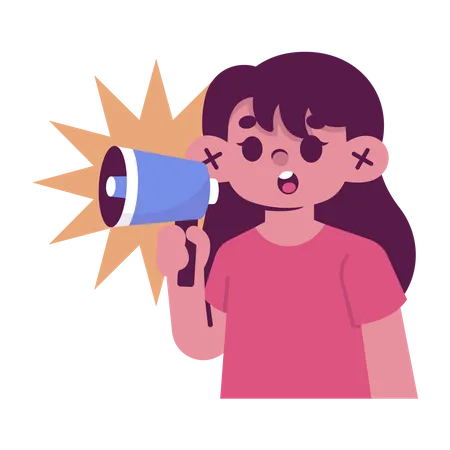 Woman Speaking With Megaphone Illustration To Celebrate Womens Day Illustration