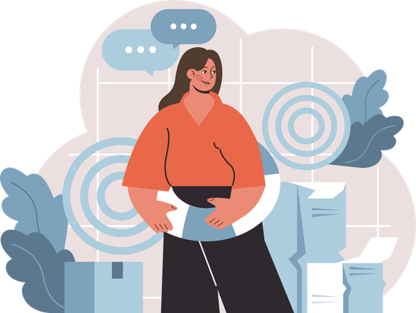 Woman speaks about business target  Illustration