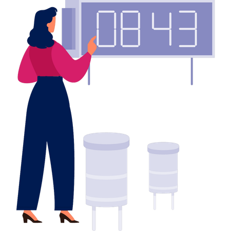 Woman specifying deadline time  Illustration