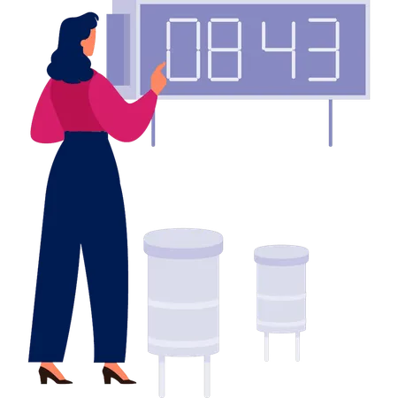 Woman specifying deadline time  Illustration