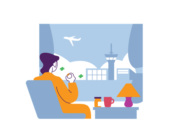 Woman spending time during quarantine  Illustration