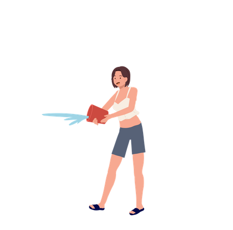 Woman splash water from bucket  일러스트레이션