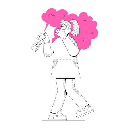 Woman sprayed with spray can  Illustration