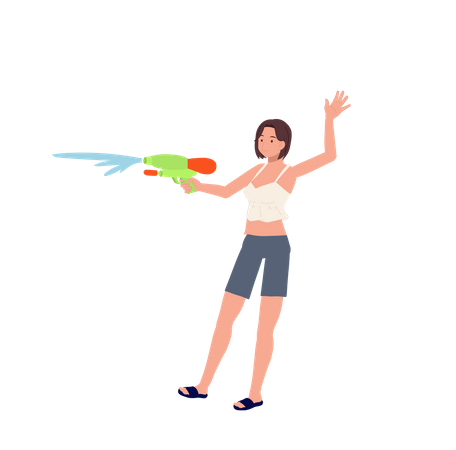 Woman spraying water  일러스트레이션