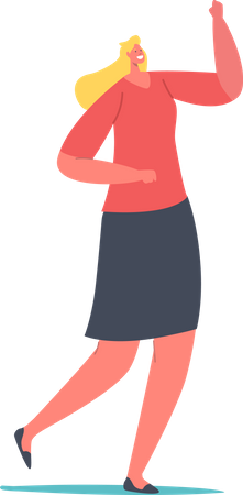 Woman standing and raising hand  일러스트레이션
