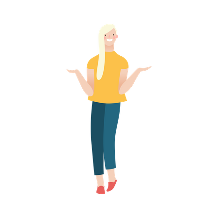 Woman Standing and showing hands Illustration