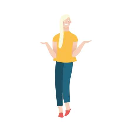 Woman Standing and showing hands Illustration