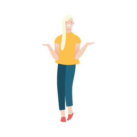 Woman Standing and showing hands  Illustration