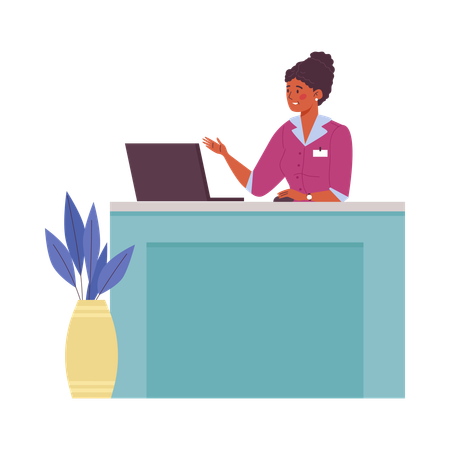 Woman standing at Veterinary clinic receptionist  Illustration