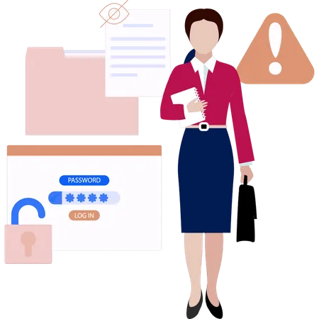 Woman standing by folder  Illustration