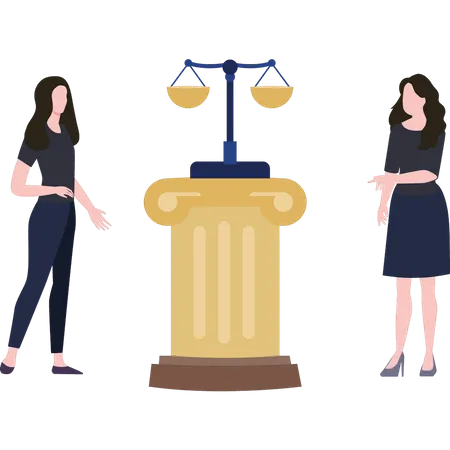Woman standing in court  Illustration