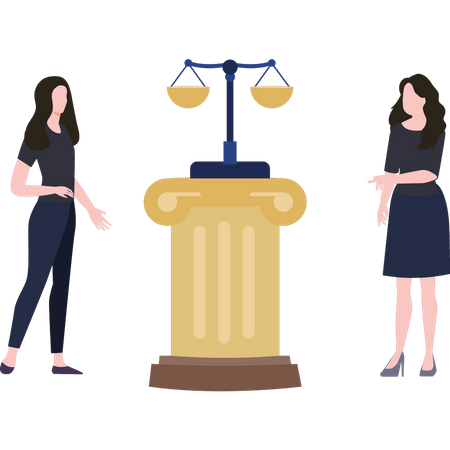 Woman standing in court  Illustration