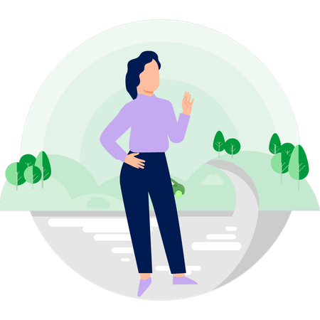 Woman standing in ecological environment  Illustration
