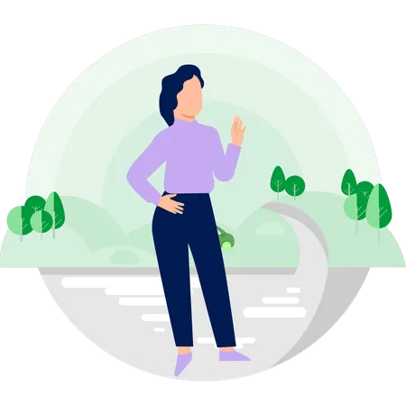 Woman standing in ecological environment  Illustration