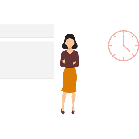 Woman standing in office  Illustration