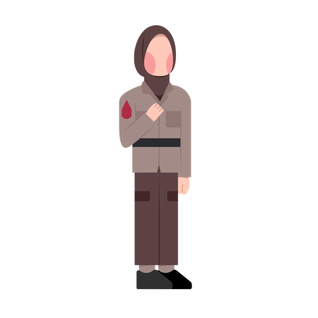 Woman standing in police uniform  Illustration