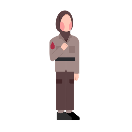 Woman standing in police uniform  Illustration