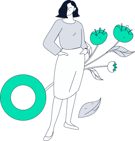 Woman standing in recognition  Illustration