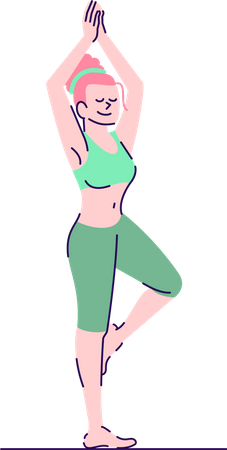 Woman standing in tree pose Illustration