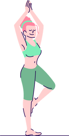 Woman standing in tree pose  Illustration