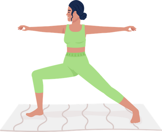 Woman standing in warrior pose Illustration