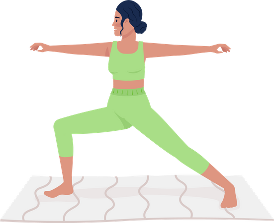 Woman standing in warrior pose  Illustration