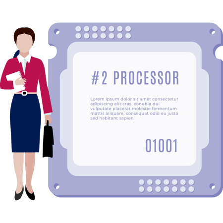 Woman standing near integrated circuit  Illustration