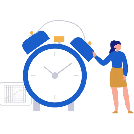 The Girl Is Standing Near Stopwatch Illustration