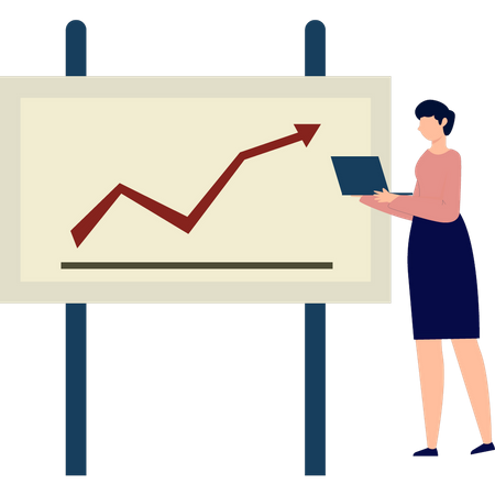 Woman standing next to graph board  Illustration