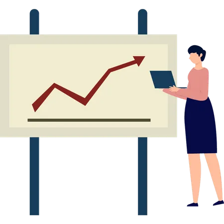 Woman standing next to graph board  Illustration