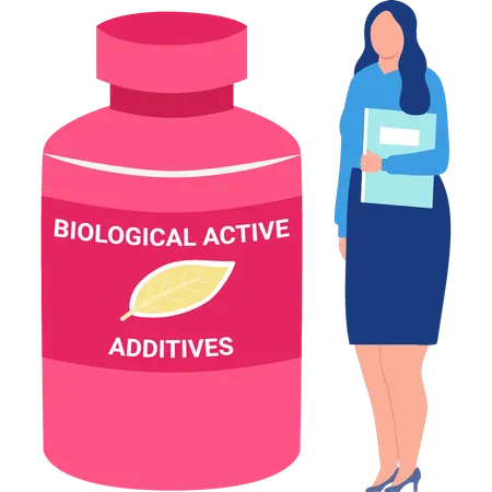 A Female Is Standing Next To The Jar Illustration