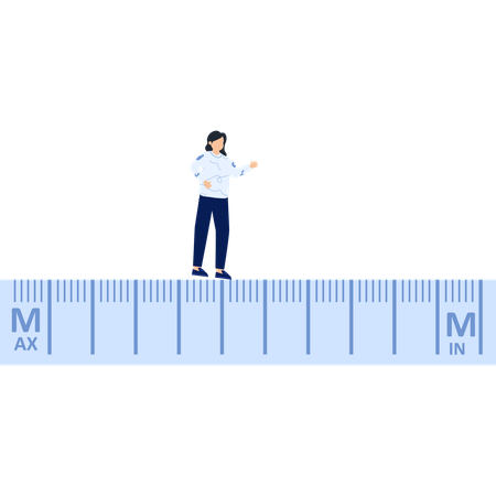 Woman Standing on a Ruler  Illustration