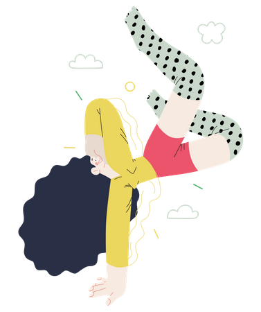 Woman standing on one hand  Illustration