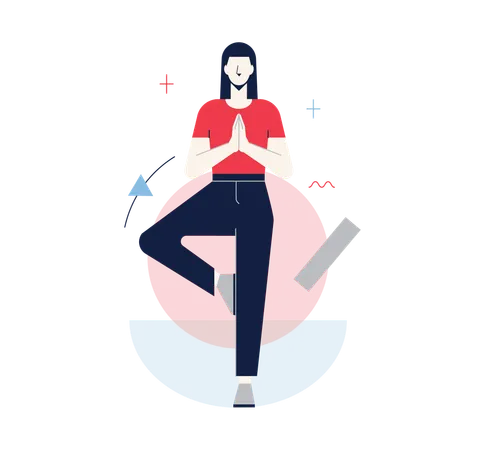 Woman standing while balancing her career  Illustration