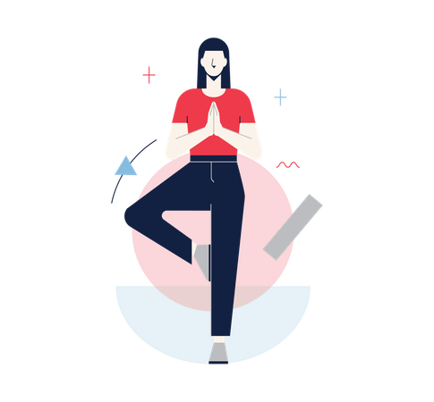 Woman standing while balancing her career  Illustration