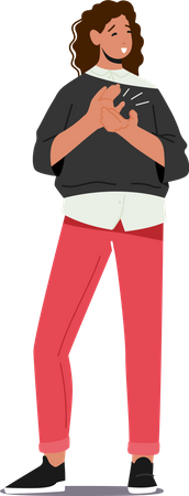 Woman standing while giving round of applause  Illustration
