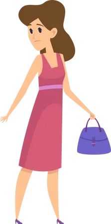 Woman standing while holding purse  Illustration