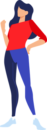 Woman standing while put hand on waist  イラスト