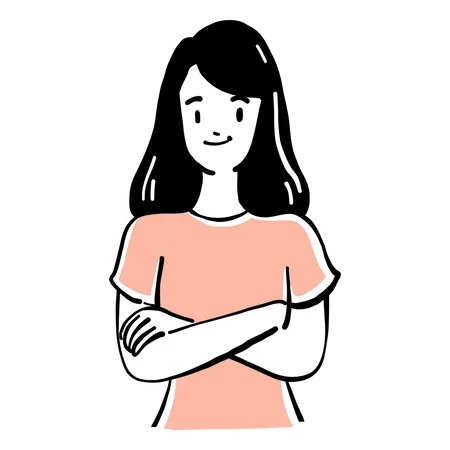 Woman standing with folded arms Illustration