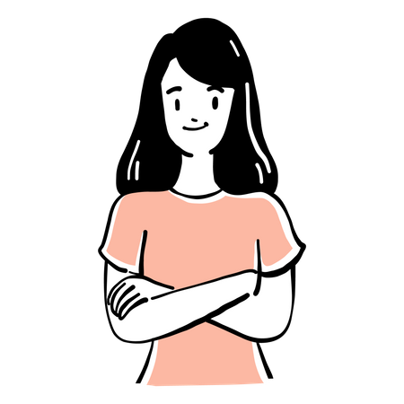 Woman standing with folded arms  Illustration