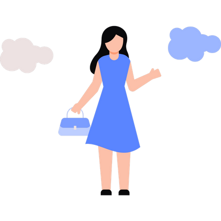 Woman standing with handbag  Illustration