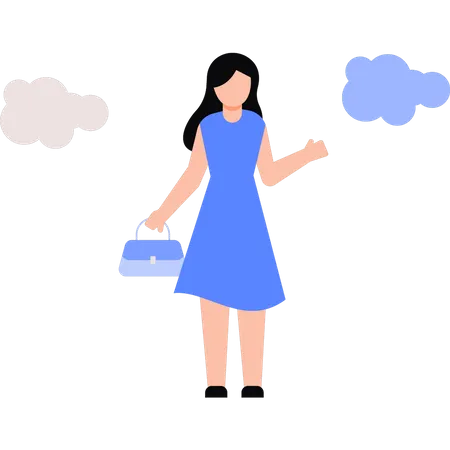 Woman standing with handbag  Illustration