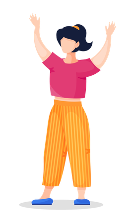 Woman standing with hands up  Illustration