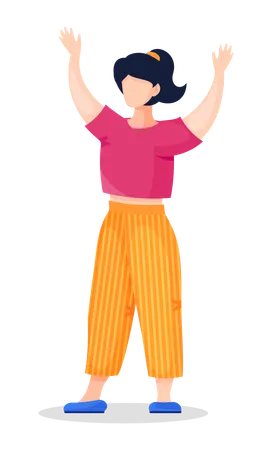 Woman standing with hands up  Illustration