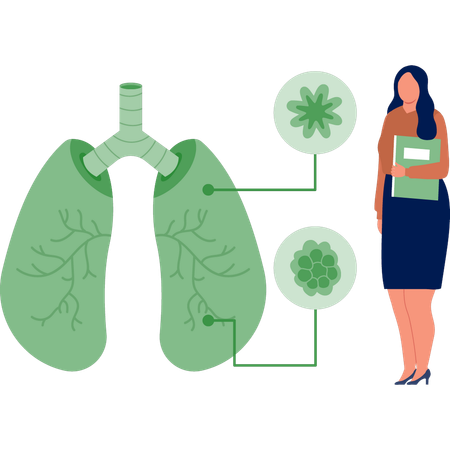 Woman standing with lungs  Illustration