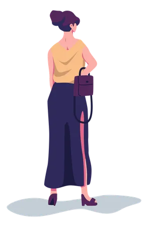 Woman Standing with purse  Illustration