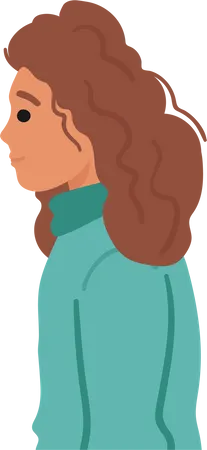 Woman Stands In Profile View  Illustration