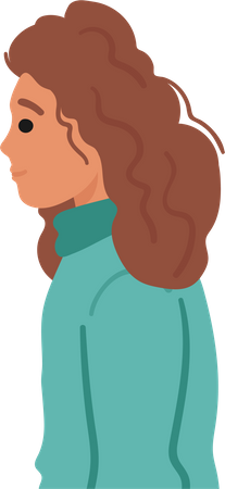 Woman Stands In Profile View  Illustration