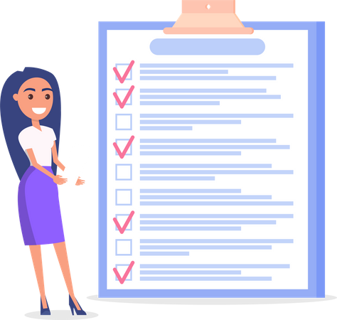 Woman stands near to do list  Illustration