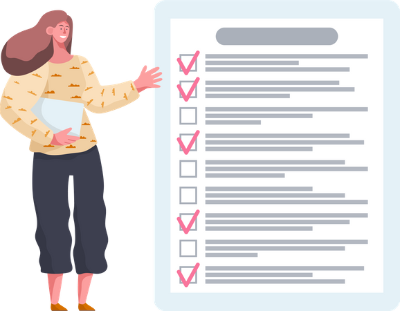Woman stands near to do list  Illustration